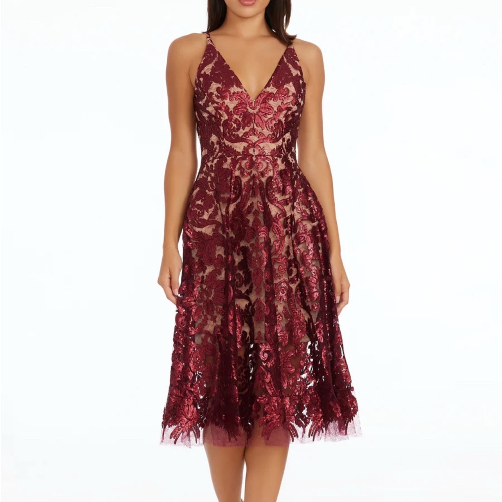 Dress The Population Dress red and beige size large